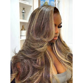Cool Balayage Blonde Highlights Face Framing Layered 13x4 Ready To Go Glueless Wig with Kash Doll Curls