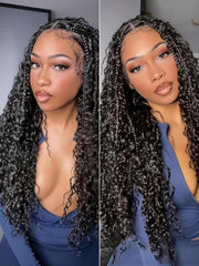 Frodio Veralux™ Fiber Full Lace Boho Braids Synthetic Box Braid Wig – Grid-Part Top with Mixed Boho Curls-58