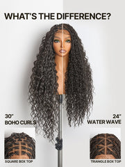 Frodio Veralux™ Fiber Full Lace Boho Braids Synthetic Box Braid Wig – Grid-Part Top with Mixed Boho Curls-60