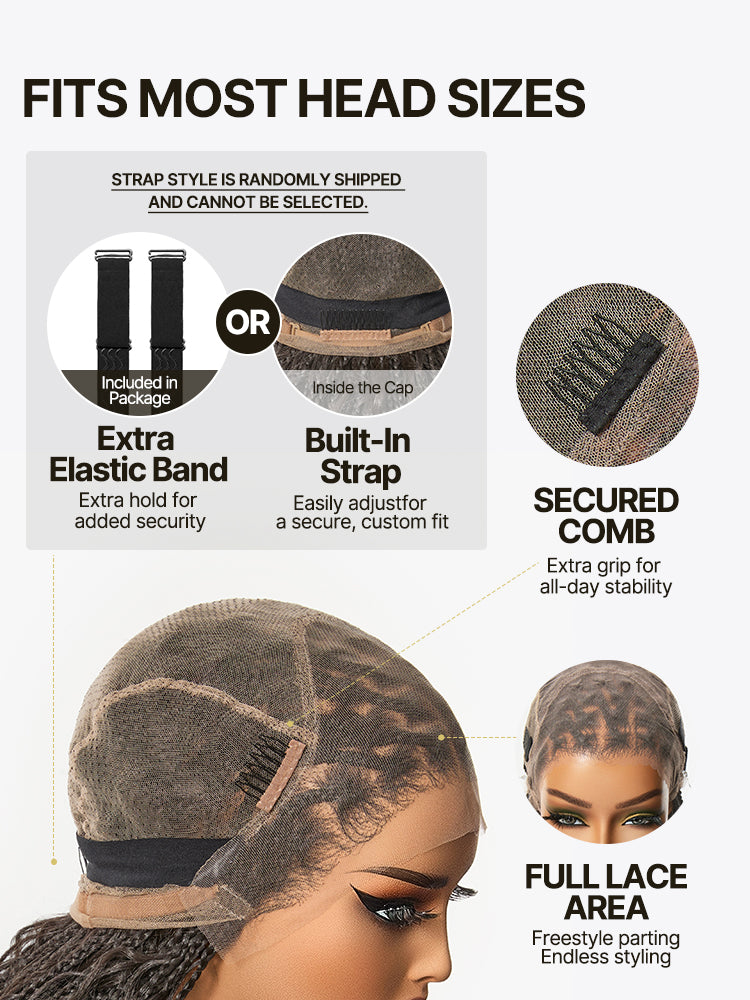Frodio Veralux™ Fiber Full Lace Boho Braids Synthetic Box Braid Wig – Grid-Part Top with Mixed Boho Curls-64