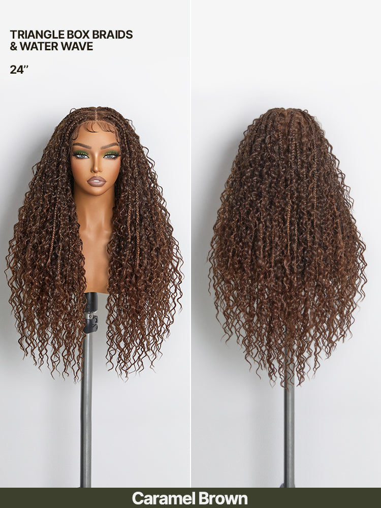 Frodio Veralux™ Fiber Full Lace Boho Braids Synthetic Box Braid Wig – Grid-Part Top with Mixed Boho Curls-74