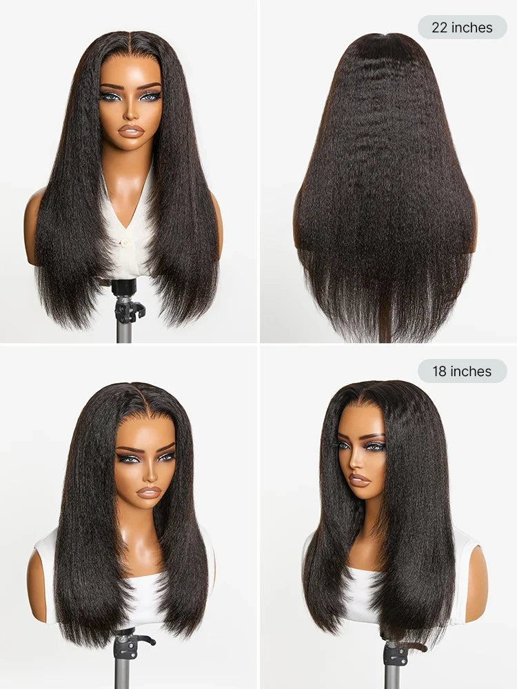 Luvme All-Day Comfort™ Wig 180% / 250% Density Kinky Body Wave / Layered Light Kinky Straight PartingMax Glueless 7x6 Closure HD Lace Wig Pre-Cut Lace-20
