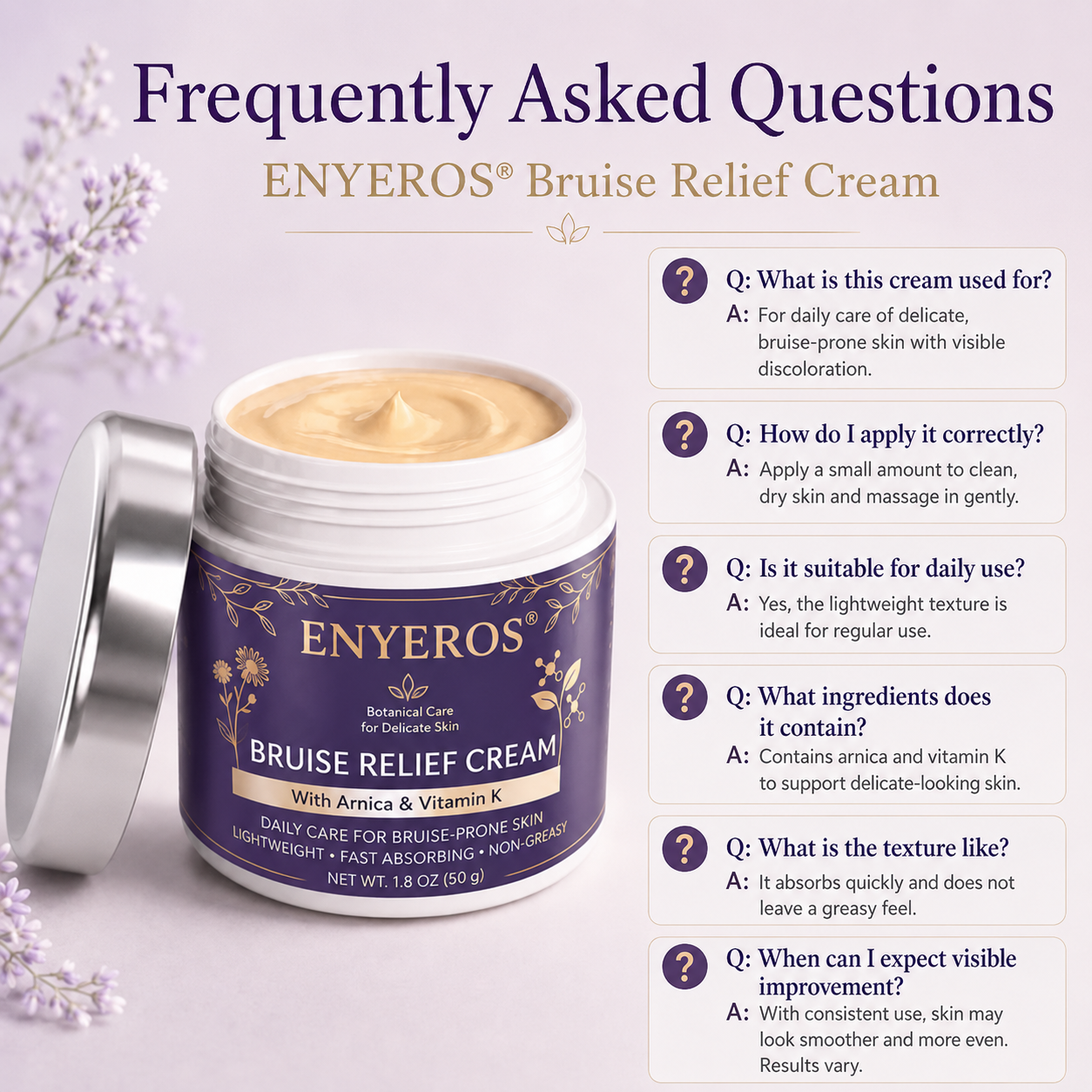 💜 100,000+ UNITS SOLD 💁‍♀️ – ENYEROS® Bruise Relief & Skin-Strengthening Cream