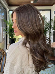 Jenna @jenna_fail wearing MODEL MODE by RAQUEL WELCH WIGS in color RL10/12 SUNLIT CHESTNUT | Light Chestnut Brown Evenly Blended with Light Brown
