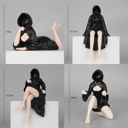 🚗🚗Limited Black Robe Queen series figure, Halloween Ghost Girl car decoration.