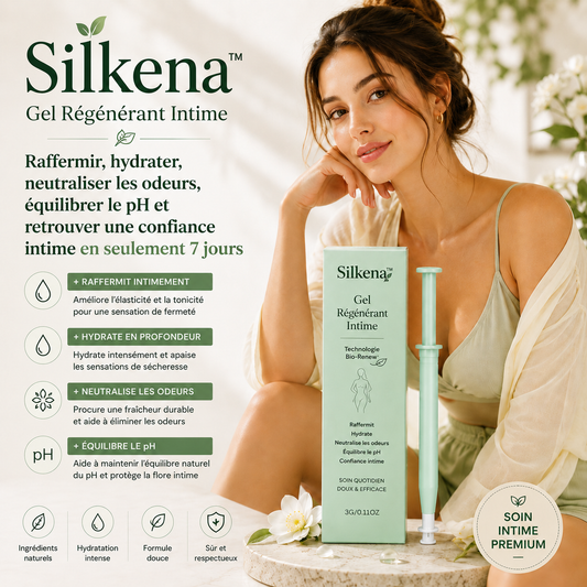 Silkena™ Gel Régénérant Intime | Technologie Bio-Renew pour raffermir, hydrater, neutraliser les odeurs, équilibrer le pH et retrouver une confiance intime en seulement 7 jours.