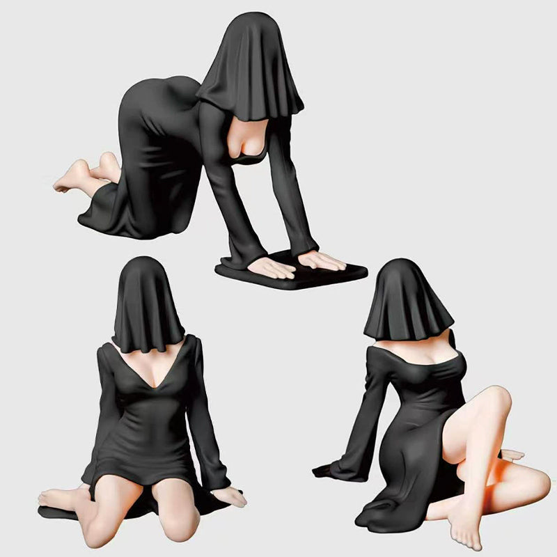 🚗🚗Limited Black Robe Queen series figure, Halloween Ghost Girl car decoration.