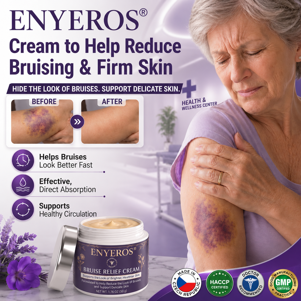 💜 100,000+ UNITS SOLD 💁‍♀️ – ENYEROS® Bruise Relief & Skin-Strengthening Cream